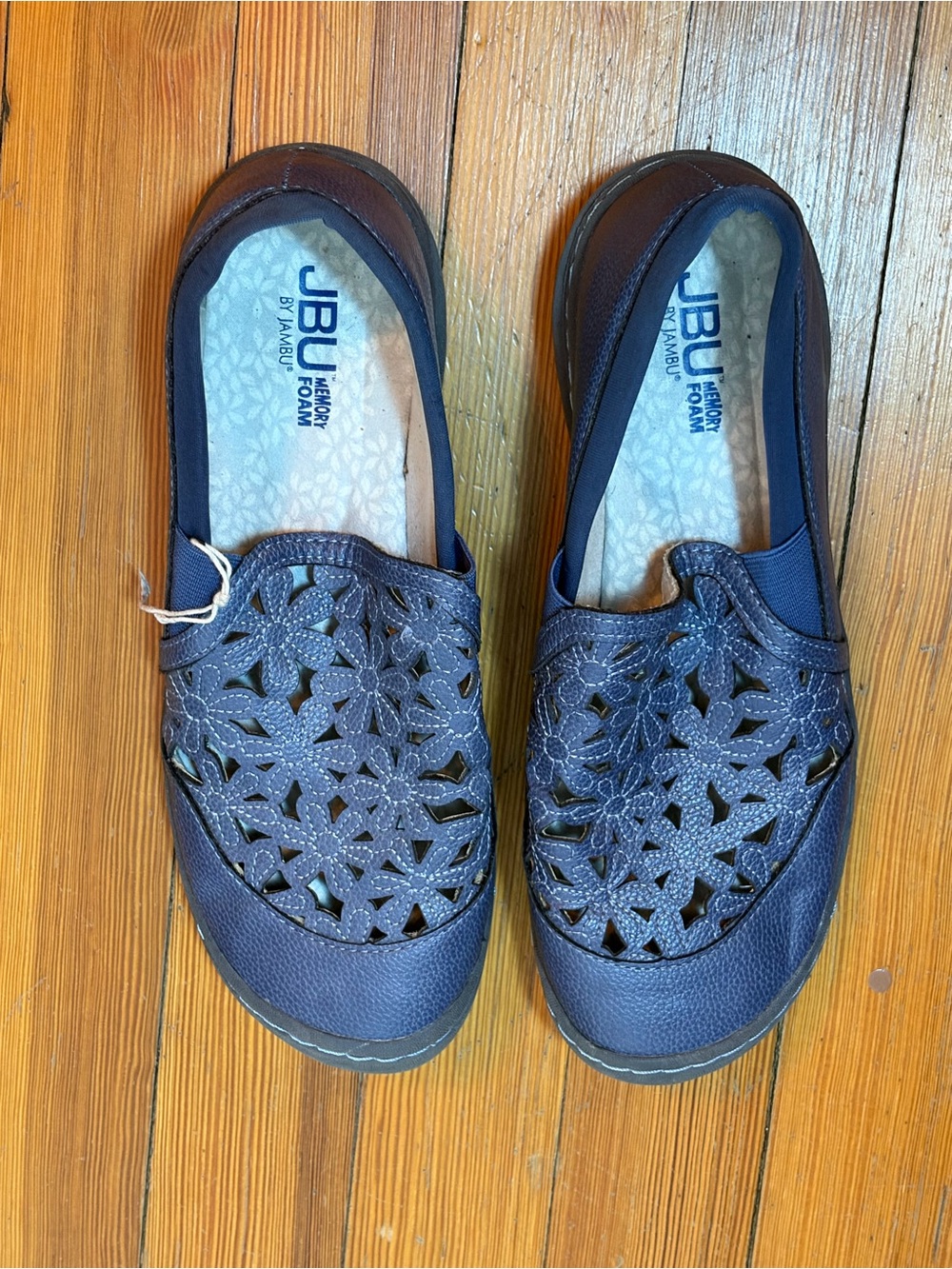 JBU Navy Floral Laser-Cut Slip-On Comfort Loafer